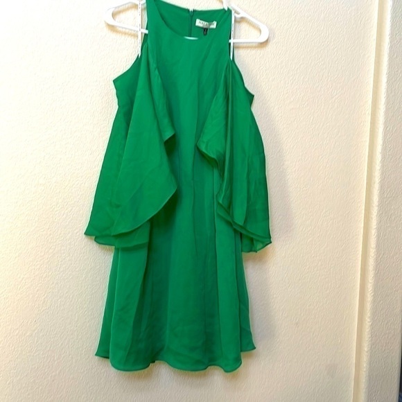 Nwt Halston heritage Sz 4 viridian green swing dress flutter sleeve lined $275 - Picture 2 of 11